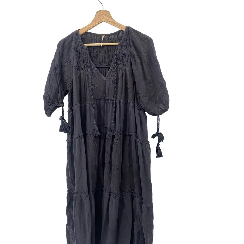 free people black celestial skies midi dress